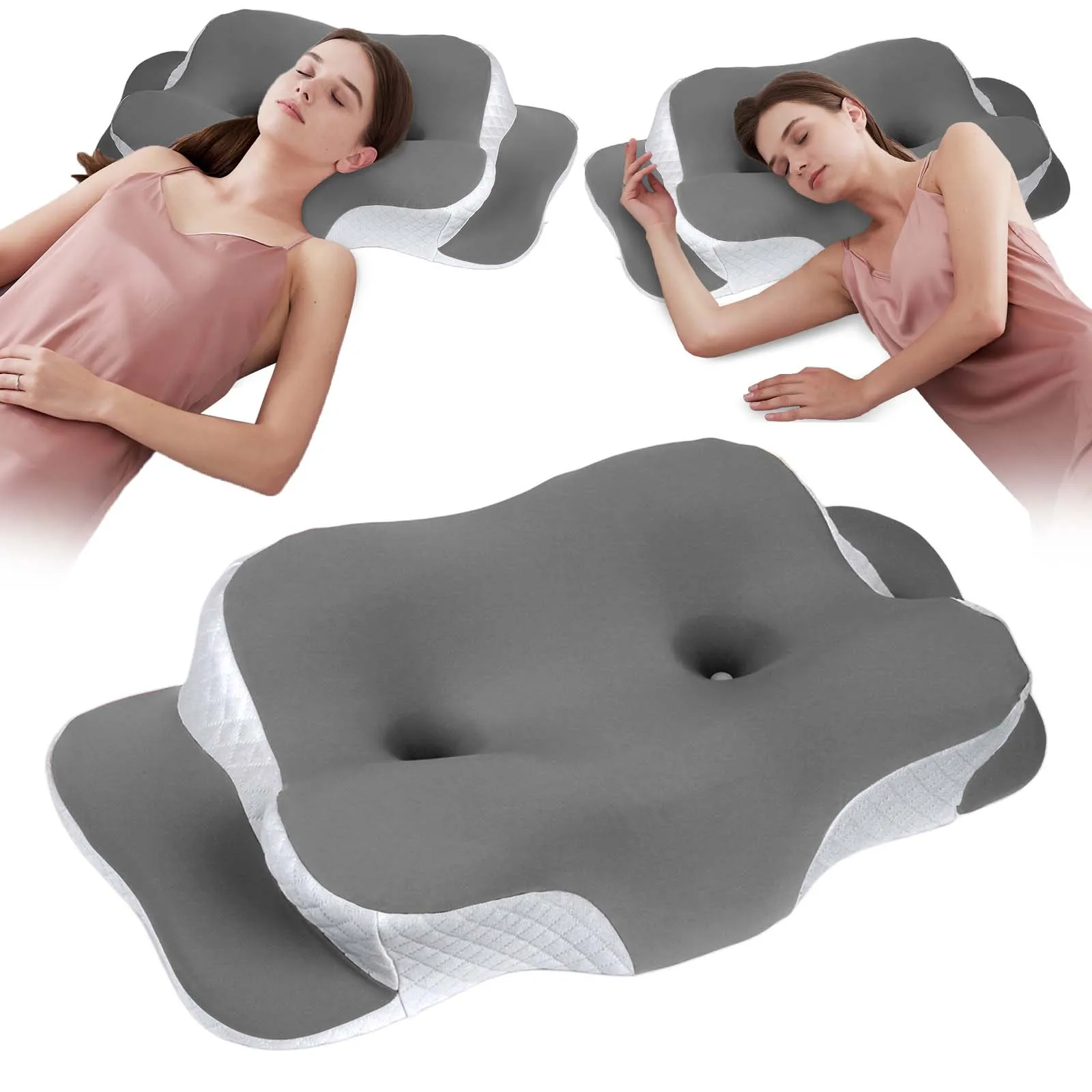 Oreiller en forme de trompe d'éléphant en mousse à mémoire de forme, soutien cervical respirant en soie glacée, oreiller de massage ajustable pour le cou, idéal pour dormeurs sur le côté, le dos ou le ventre