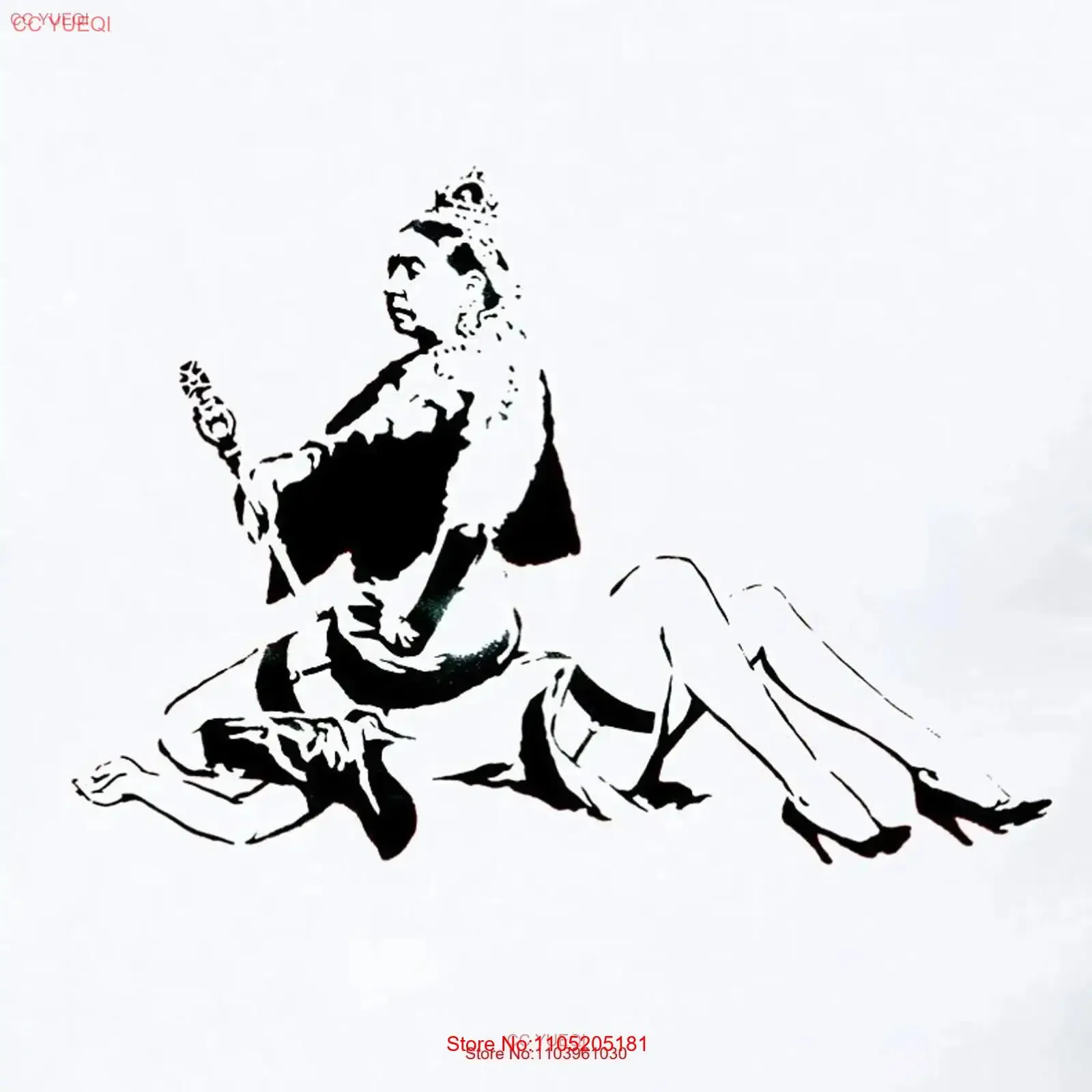 Queen Victoria T shirt Banksy Graffiti Artist Spray Paint Novelty vintage Washed designer clothes Casual Versatile fashion