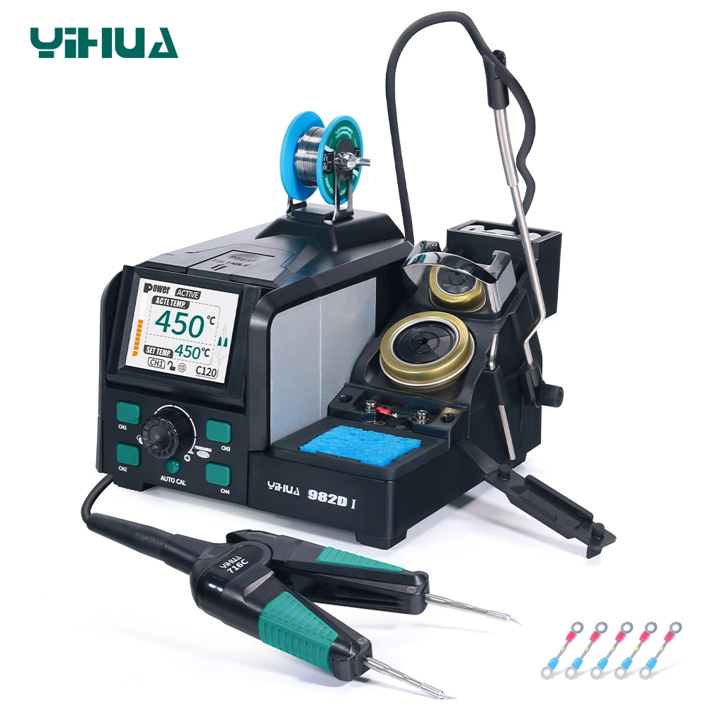 YIHUA 982D-I Precision Tweezers Soldering Iron Station for Microscope Soldering Electronics Rework Station with Auto Calibration