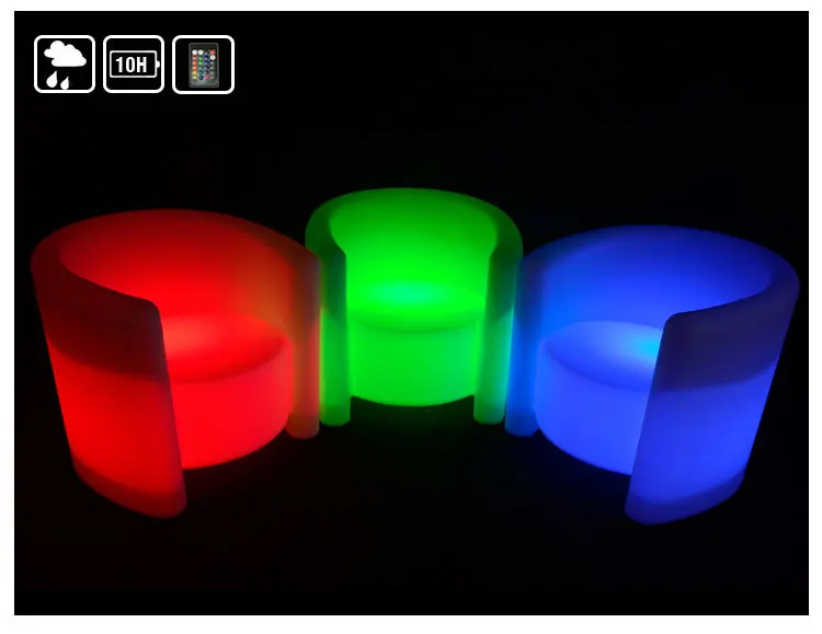 Móveis de hotel luminosos com led, sofá, pátio, mesa de centro tranquila, móveis para áreas externas