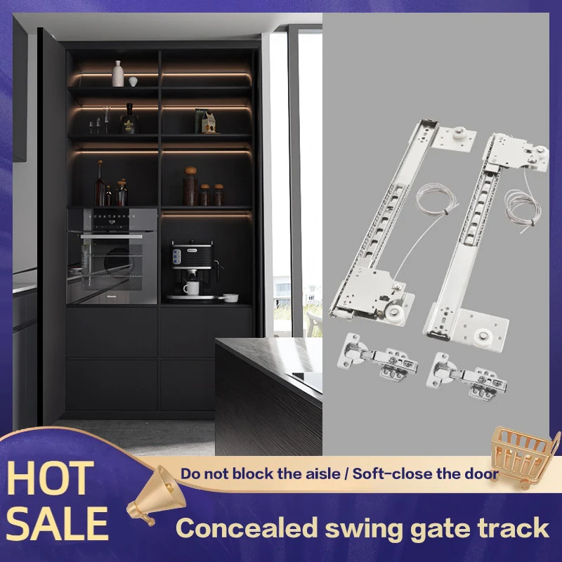 

Wardrobe Storage Cabinet Side Mount Folding Pivot Door Sliding Track Concealed Retractable Insertion Rail Hardware Fittings