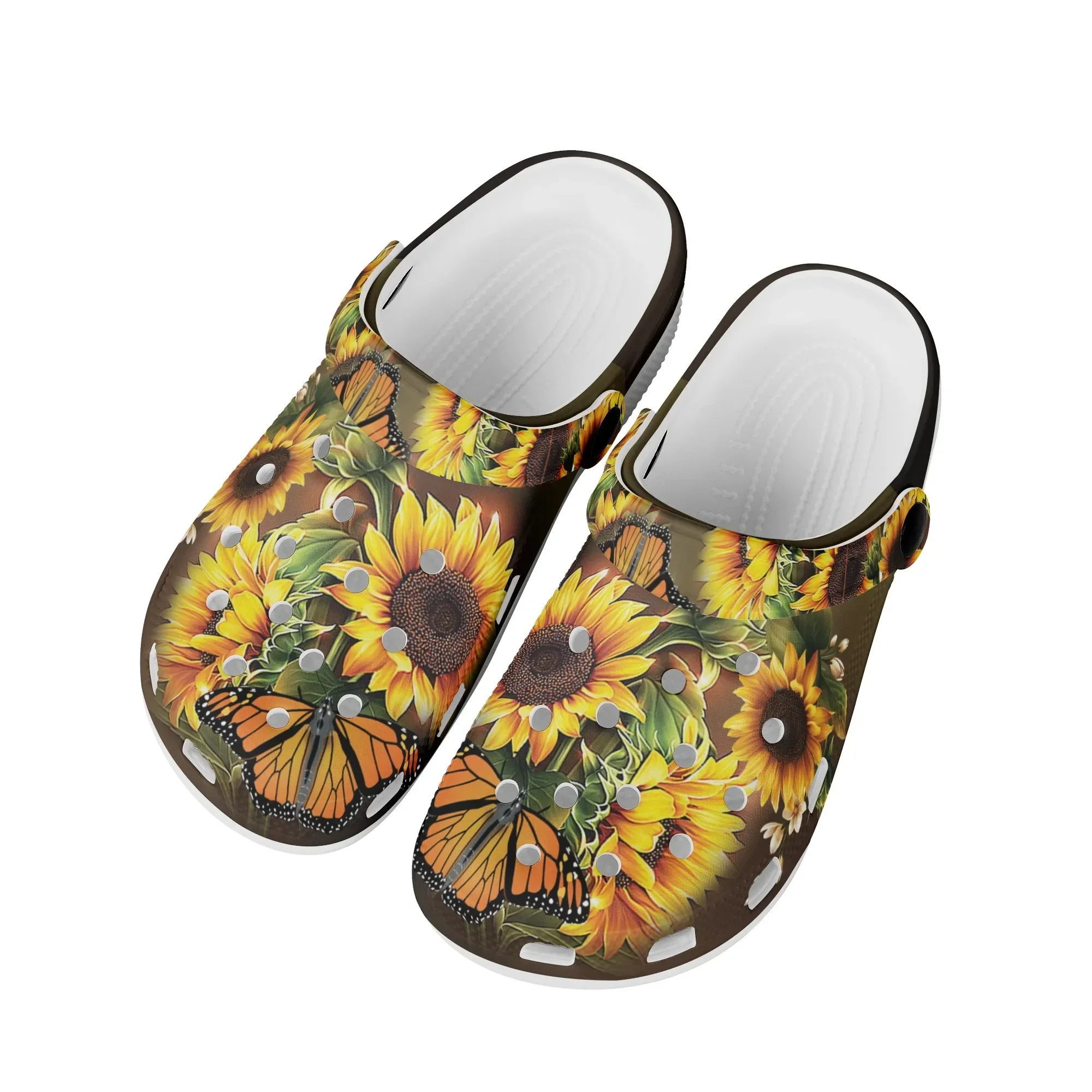 Fashion Sunflower Print Sandals Women Heel Strap Casual Beach Walking Shoes Soft Sole Lightweight Girls Indoor Slippers Female