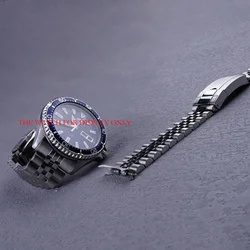 Rolamy 22mm Silver Jubilee Solid Screw link Hollow CurvedEnd Watch Band Bracelets With Oyster Deployment Clasp For Orient Kamasu