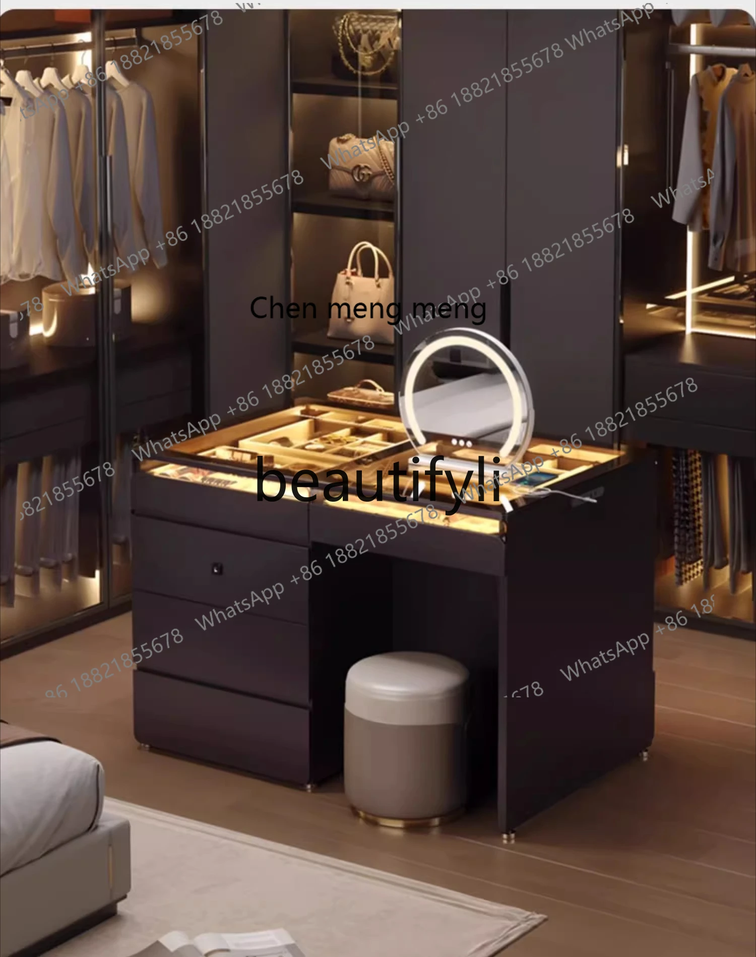 

X Cloakroom Island Dressing Table Integrated Double-Sided Chest of Drawers Black Small Apartment Multi-Functional Storage Cabine