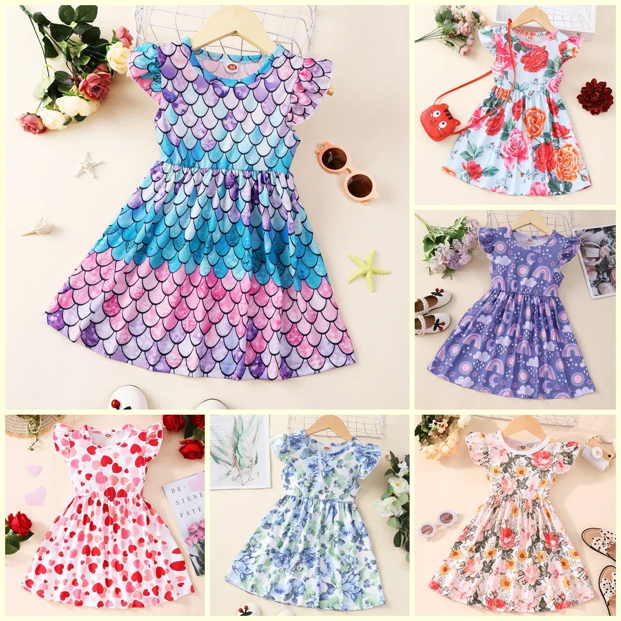 

Dress Baby Girl Birthday Dress Mermaid Summer Short Sleeve Cute Fashion Kids Princess Dresses Cheap Fashion Girls Clothes