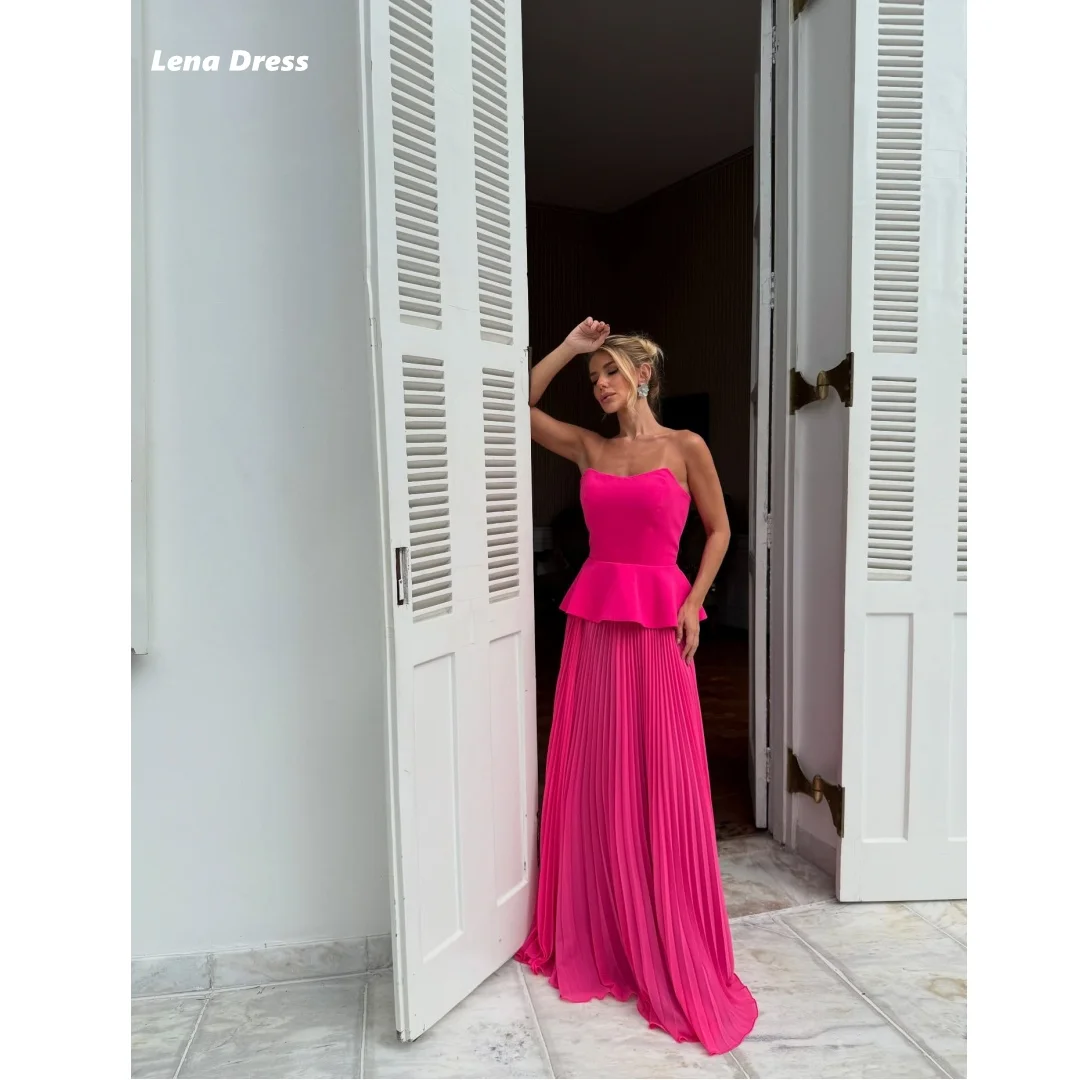 

Lena Wedding Evening Dress Woman Sleeveless Prom Clothes Line A Custom Made Rose Red Luxury Elegant Evening Dresses Ball Gowns