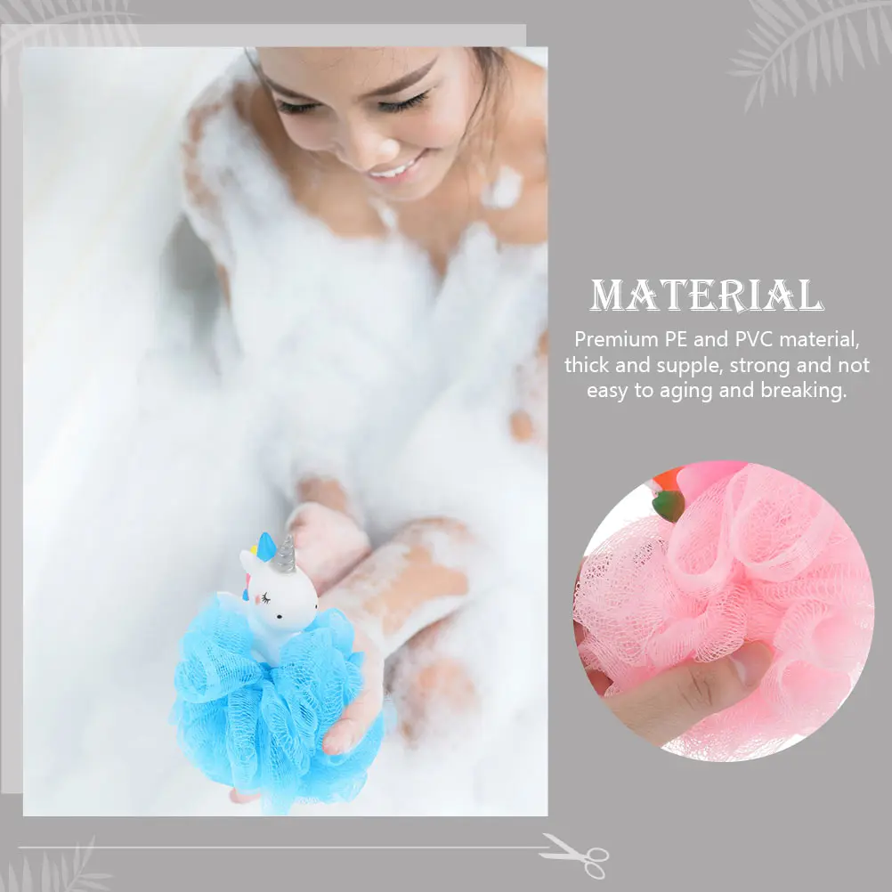 

2pcs Unicorns Bath Exfoliating Body Cleaner For Kids Premium Pe Pvc Bathing Mesh Shower Balls Bubble Net Body Skin Cleaning