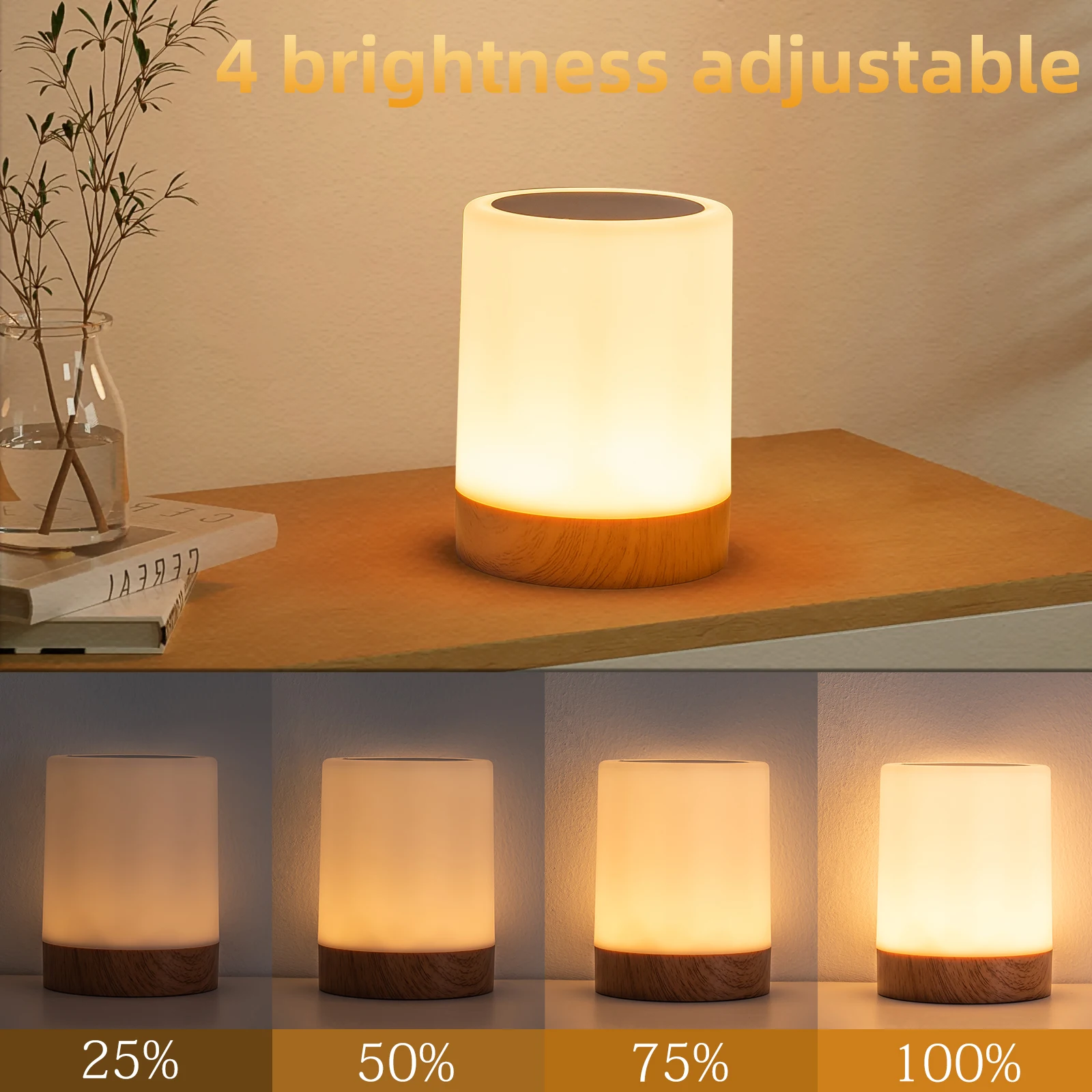 GGbingo 16 Colors Night Light Touch Bedside Table Lamp RGB USB Rechargeable Desk Lamp Bedroom Decoration Gift Dining Table Light