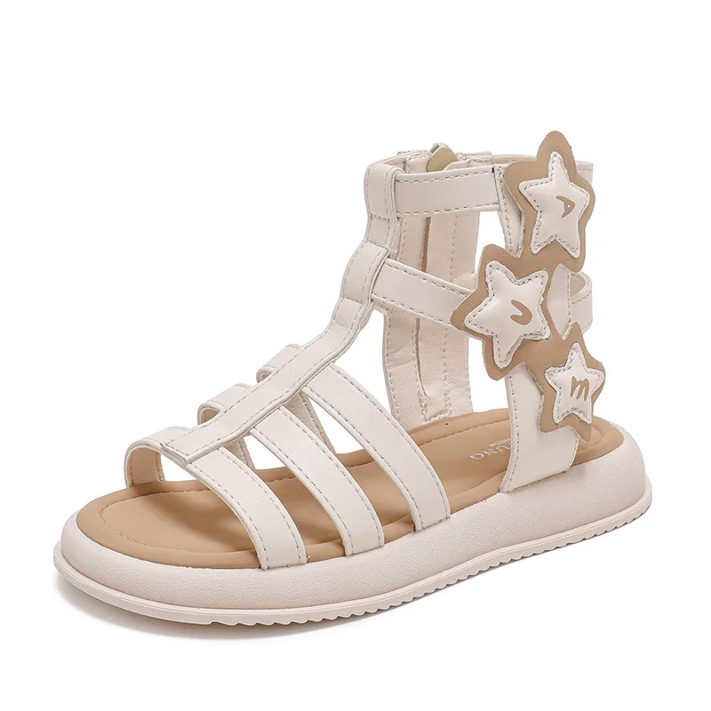 

Новые летние сандалии для девочек 2026 года: гладиаторы с дизайном звезд, мягкая подошва, повседневная обувь для малышей и девочек
