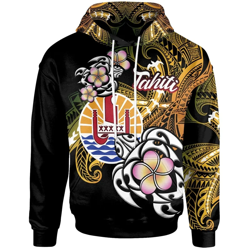 

2024 New French Polynesia Hoodie for Men Papeete Seal of French Polynesia Patterns Sweatshirts Women Pullover Tops Streetwear