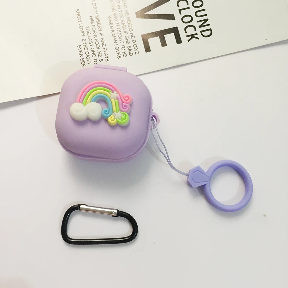 ل يدق صالح برو حالة لطيف الكرتون سماعة سيليكون غطاء مع قلادة عصابة مكافحة سقوط الحال بالنسبة علبة صندوق الهاتف الجميل beatsfitpro