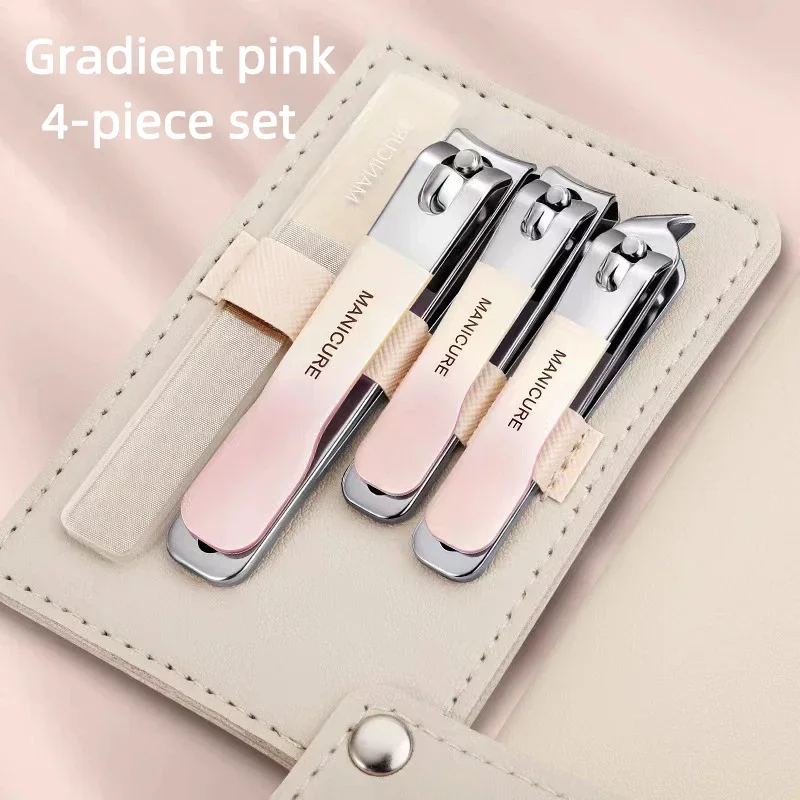 Kit de cortaúñas profesional para hombre/mujer, 4 Uds., juego de manicura, cortaúñas de acero inoxidable, Kit de aseo para manicura de viaje, cortaúñas