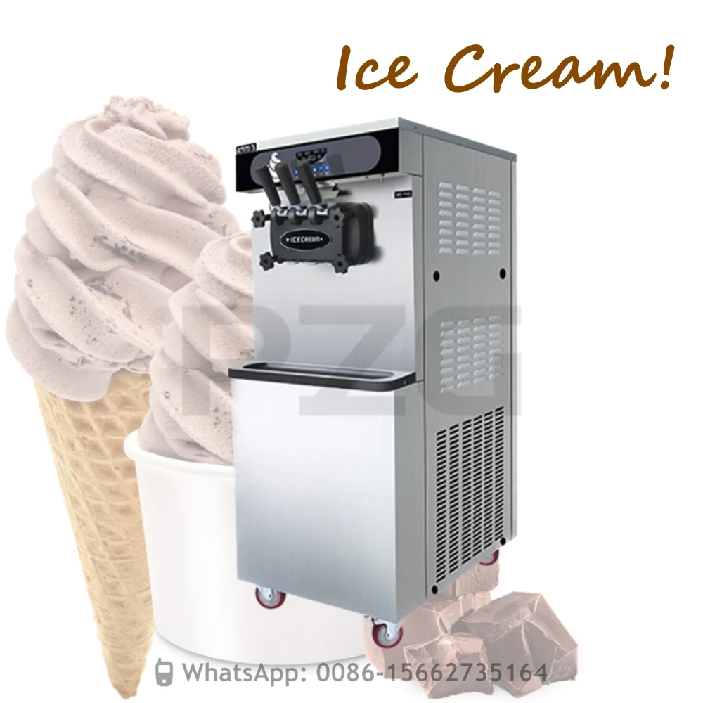 

3 Flavors Automatic Soft Serve Commercial Ice Cream Machine Icecream Italian Gelato Making Ice Cream Makers