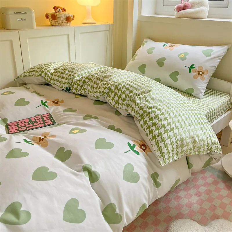 

2023 New INS Cartoon Four Piece Set Pure Cotton Bed Sheet Quilt Cover Student Bed Three Piece Bedding Set 4