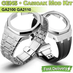 Mod Kit GEN4 Gen5 GA2100 Metal Bezel for G shock Casioak Modification 4th Generation Rubber&Steel Watch Case Strap GA-B2100 2110