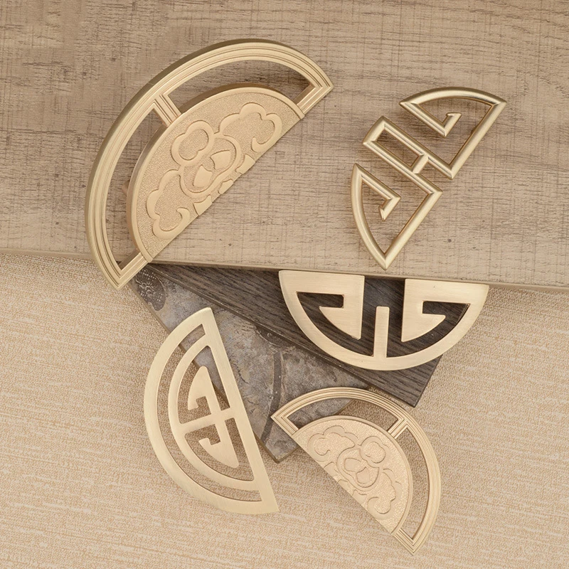 Classical Chinese Kitchen Cabinet Brass Hollow Handles for Vintage Furniture Bookcase Antique Drawer Wardrobe Door Knobs