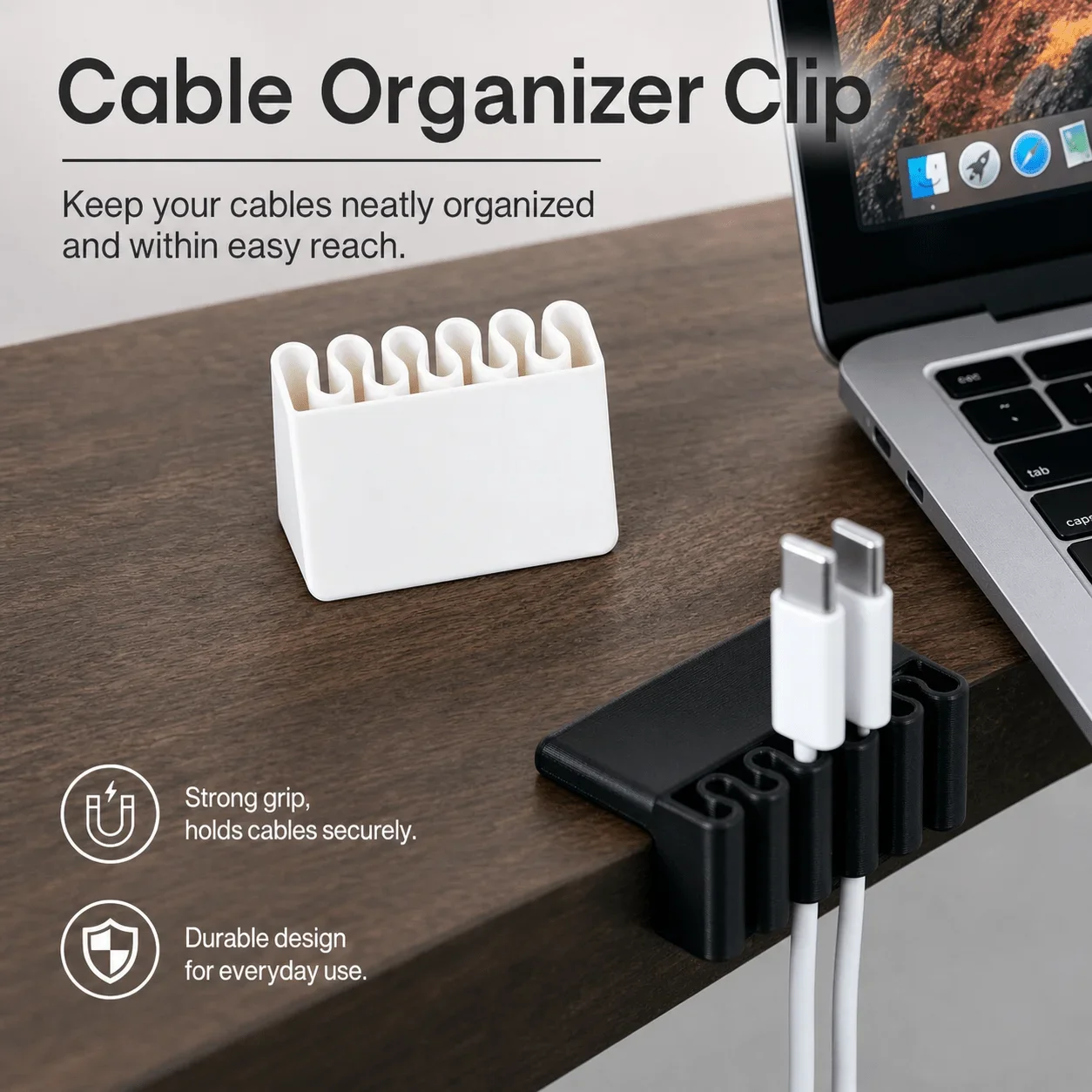 1PC 5-Slot Cable Holder Clip, Desktop Wire Organizer & USB Cord Fixer, Tangle-Free