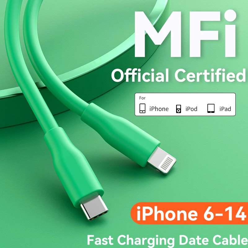 MFi Certified 2.4A Type C to Lightning Fast Charging Cable For iPhone 6-14 For iPad Phone Data Transfer Cable Phone Accessories