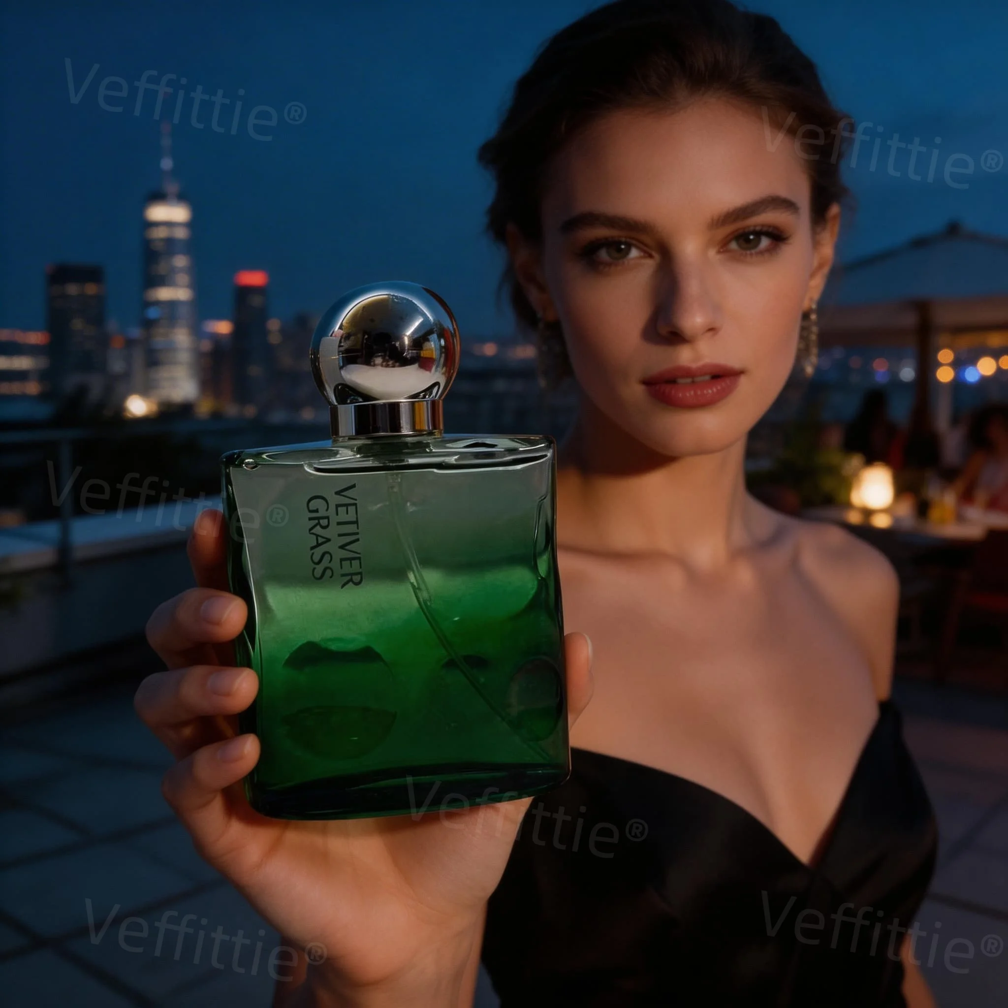 

Romantic Vetiver Amber Eau De Parfum, 50ml Green Wave Bottle, Evening Date Wear, All Day Fresh Vetiver-Sandalwood Essence