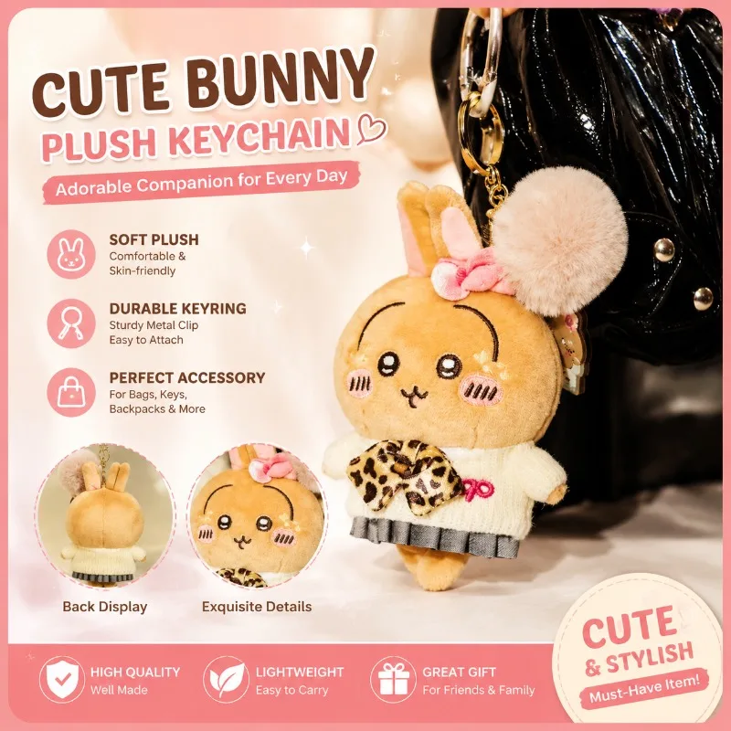 

jiyi Usagi 9090 Gal Series Plush KeychainGyaru Style Rabbit Bag Charm Pendant Soft Fluffy Collectible Accessory for Fans