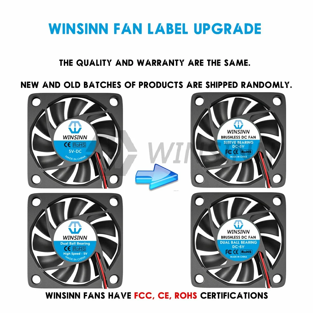 WINSINN 6010 60mm Fan DC 5V 12V 24V Sleeve / Dual Ball Bearing Brushless Cooling 60x10mm 2PIN