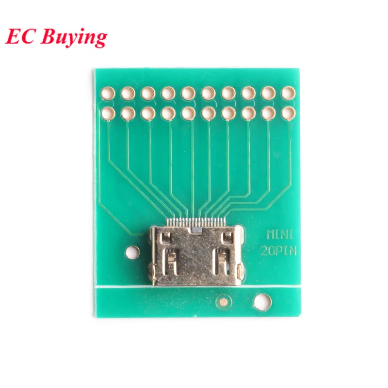 2Pcs/1pc Mini HDMI Test Adapter Board Type C Female Connector Interface 2x10Pin 20Pin 2.54mm PCB Transfer Converter IC Socket — zdjęcie 5