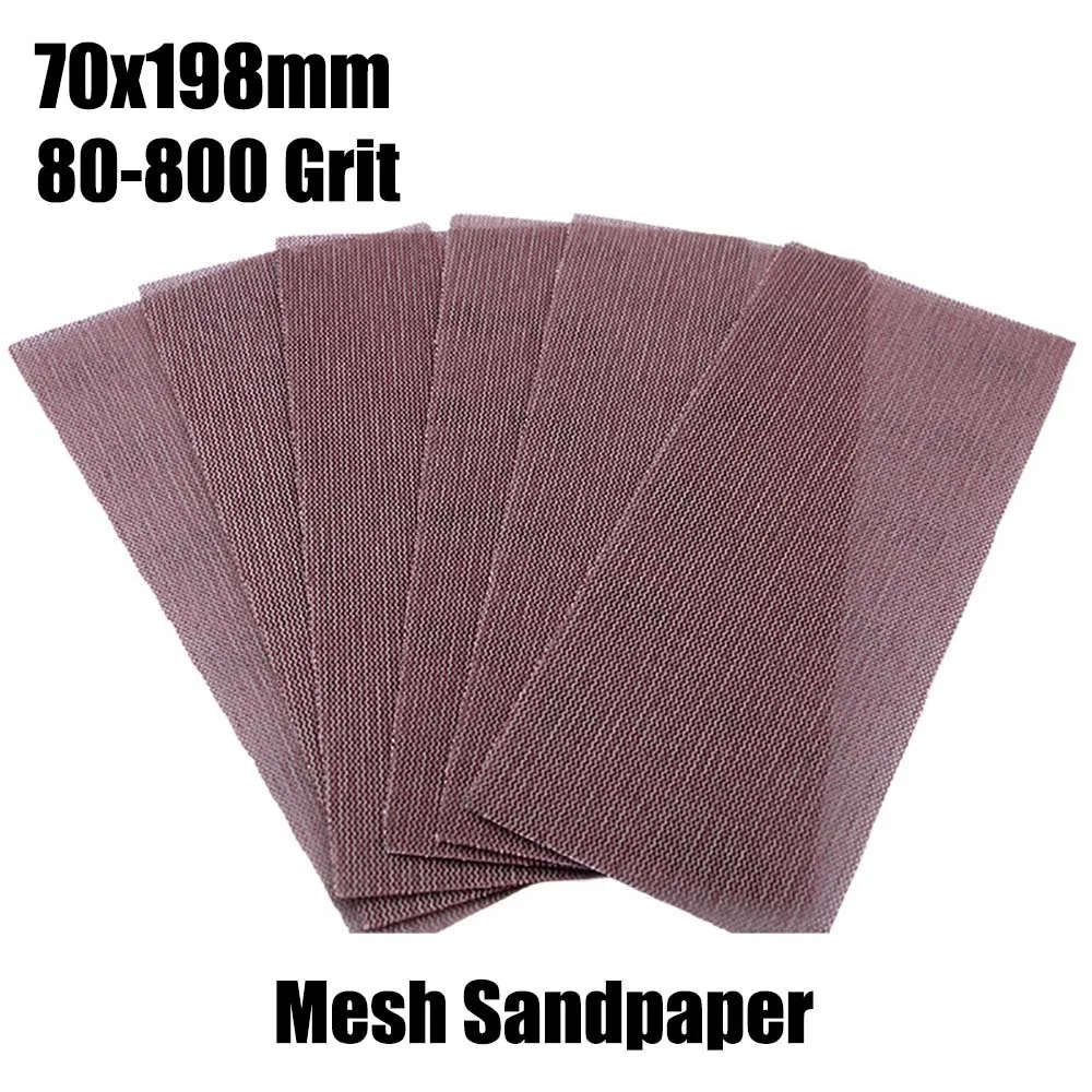 

10Pcs Mesh Sandpaper 70*198mm Dust-free Sanding Discs Anti-blocking Hook & Loop Sandpaper Abrasive 80-800 Grit Car Grinding Tool