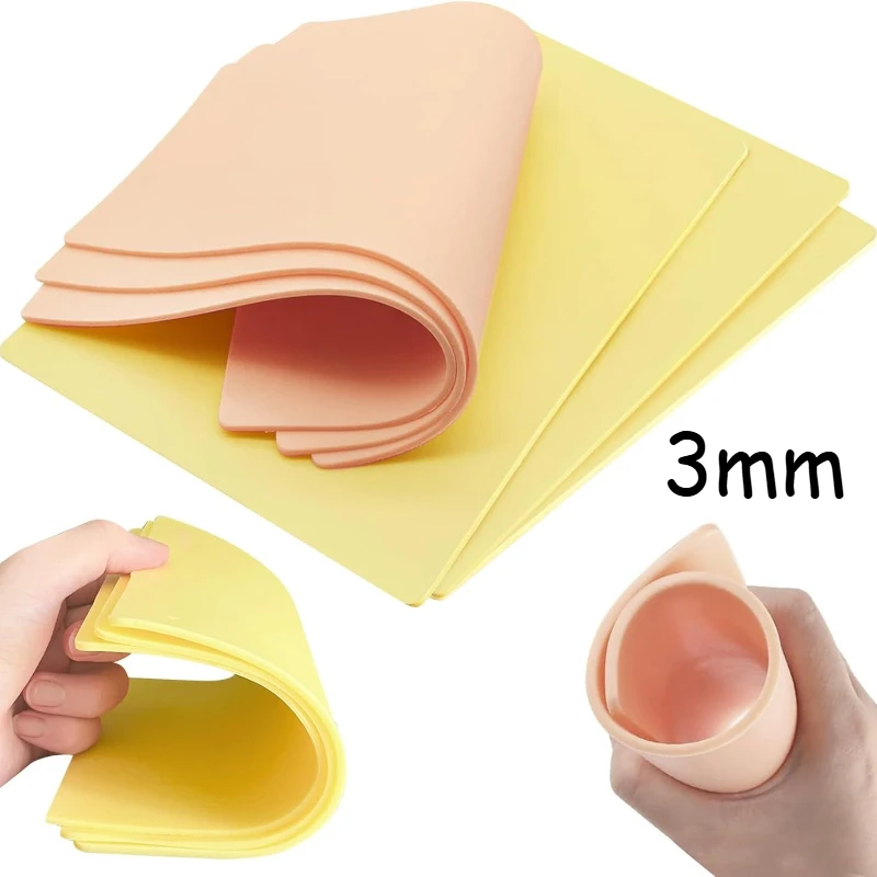 A4 Blank Tattoo Skin Practice, 3mm, Tattoo Practice Stencil, Fake Skin Supplies for Beginners Artists (Skin Tone, Yellow)
