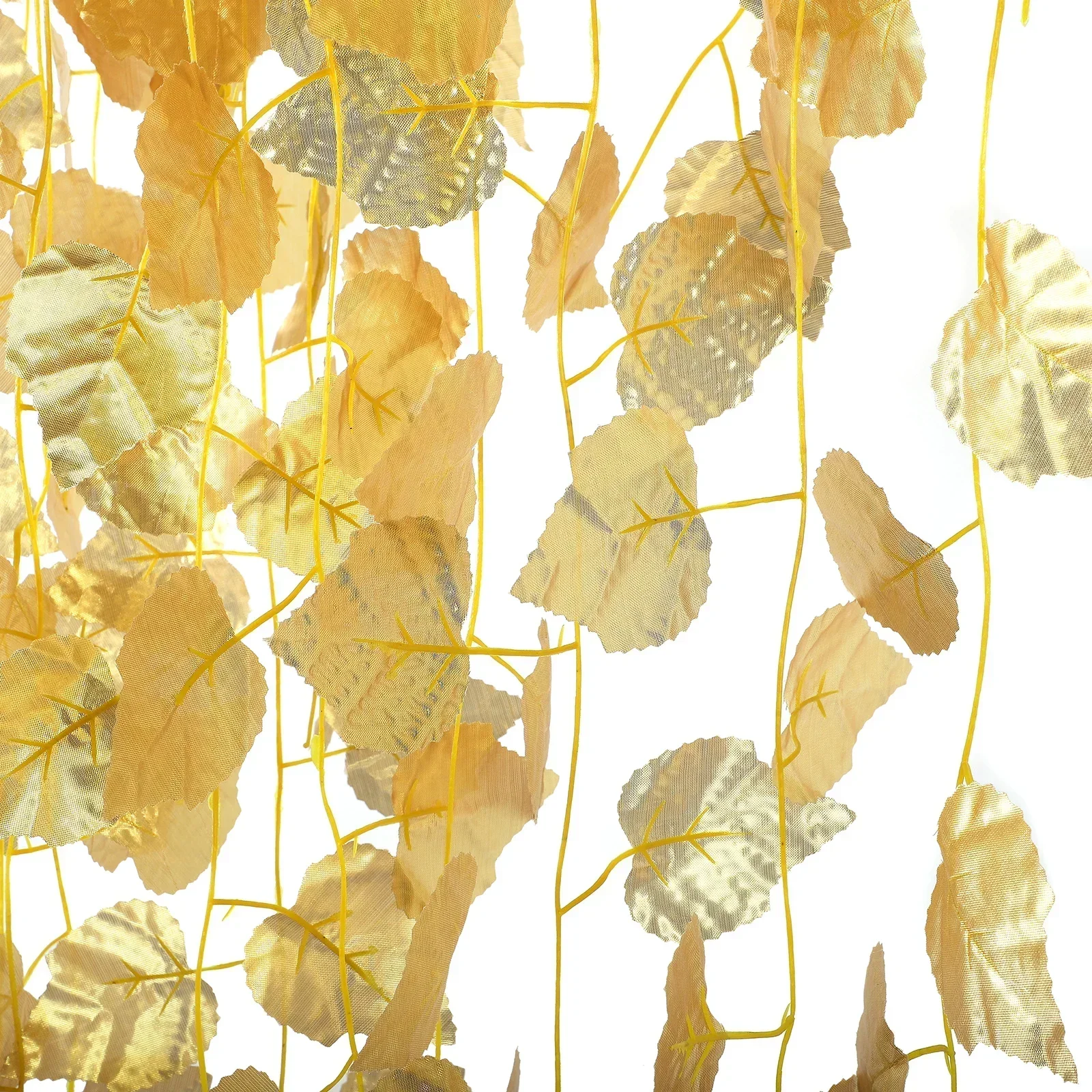 12Pcs 220cm Gold Leaf Garland Ivy Silk Artificial Plants Vine Greenery For Wedding Home Office Bathroom Garden Decoration