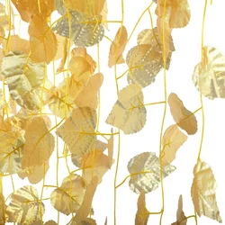 12Pcs 220cm Gold Leaf Garland Ivy Silk Artificial Plants Vine Greenery For Wedding Home Office Bathroom Garden Decoration