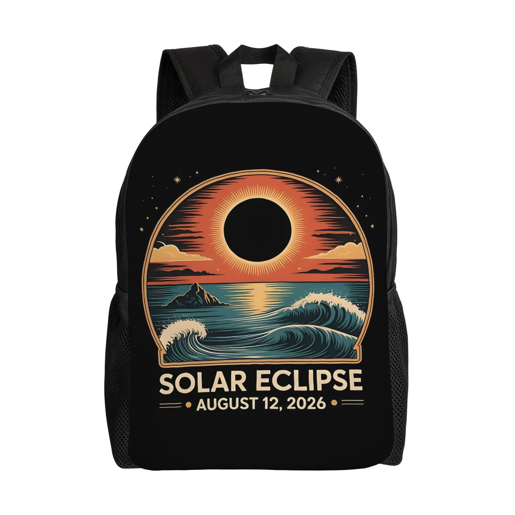Total Eclipse 2026 August 12 Solar Eclipse Adventure in Spain and Iceland Backpack Daypack for Men Laptop Shoulder Bag