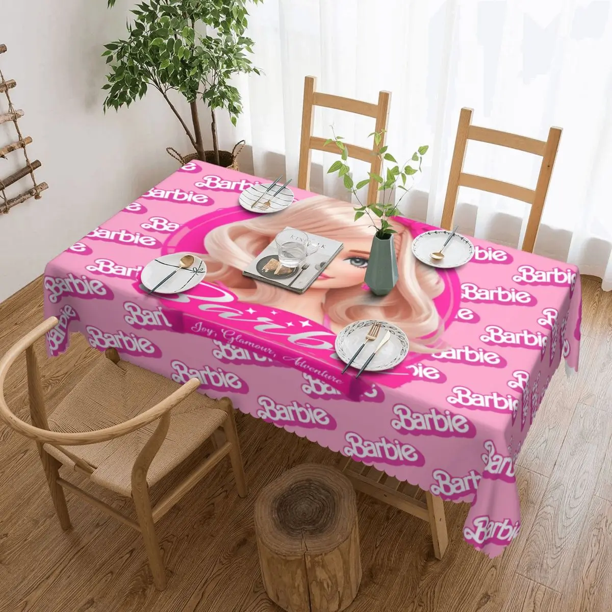 

Customized Rectangular Oilproof Cartoon Barbie Girl Table Cover Table Cloth Tablecloth for Picnic