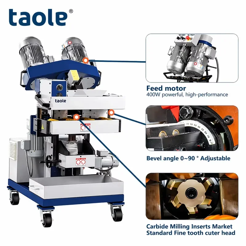 2026 CE TMM-100L Auto Feed Plate Beveling Machine for 8-100mm Steel, 0-90° Adjustable Edge Milling Machine for Welding Prep