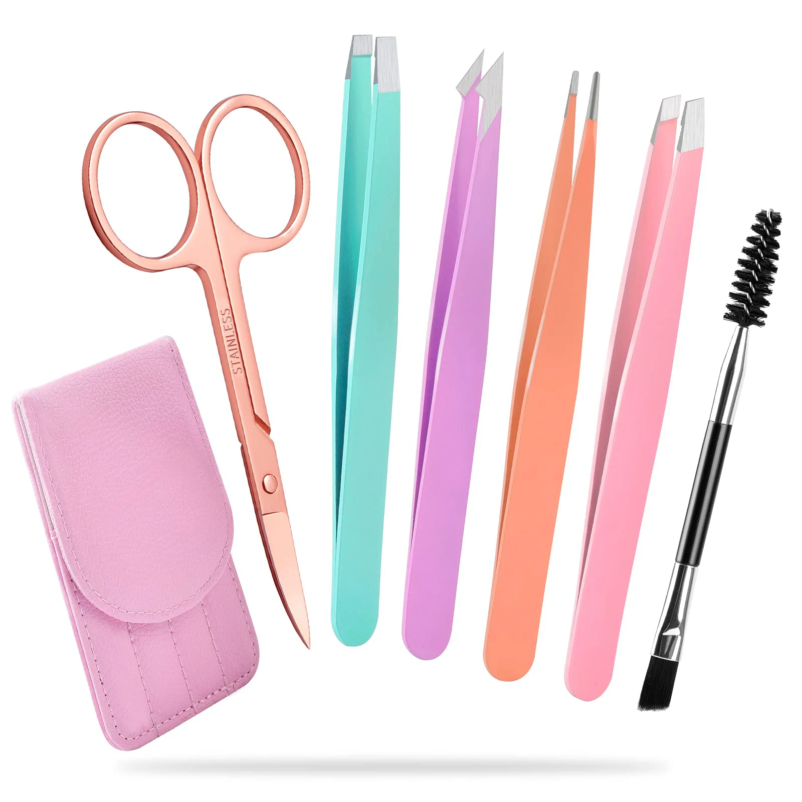 6er-Pack Pinzetten-Set, professionelle gebogene Schere aus Edelstahl für Damen und Herren, Präzisionspinzette, Augenbrauen für gebrochenes Haar