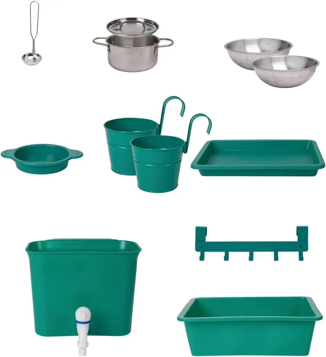 مجموعة لعب مطبخ خشبية خارجية مع ملحقات ، لعبة مطبخ طين للأطفال ، أعمار 3 + سنوات