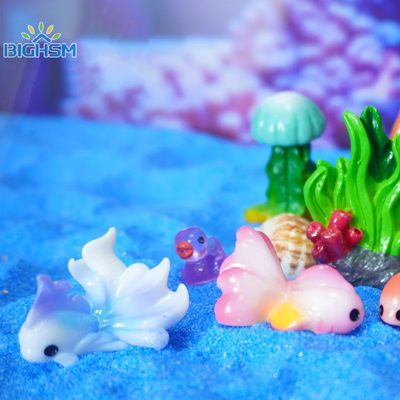1Pcs Cute Simulation Resin Marine Organism Ornaments Cartoon Miniature Decoration Accessories Creative DIY Home Decoration Gifts