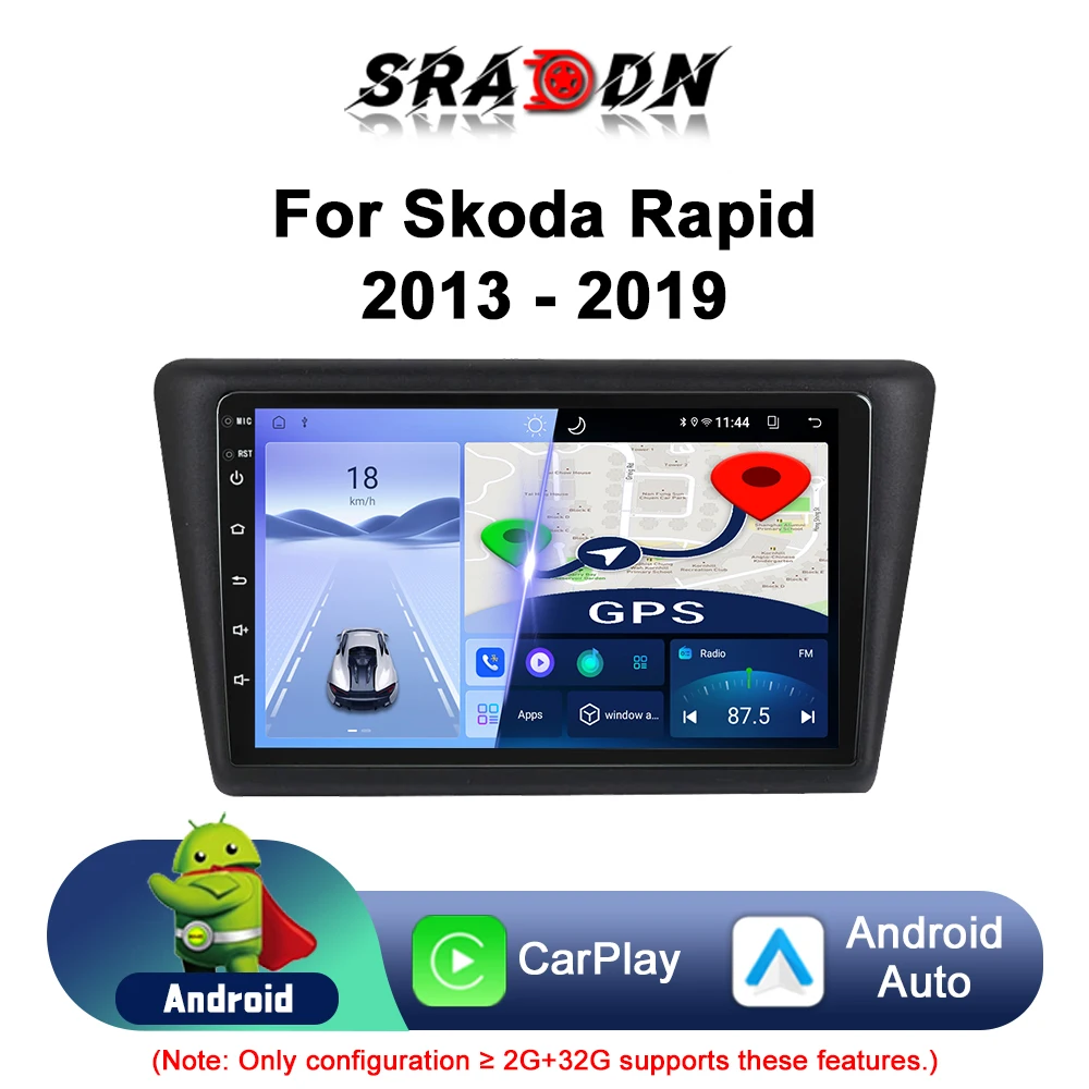 Pour Skoda Rapid 2013 2014 2015 2016 2017 2018 2019 Autoradio Android Automobile Multimédia Lecteur Vidéo Navigation GPS Carplay Écran Tactile Stéréo Automatique