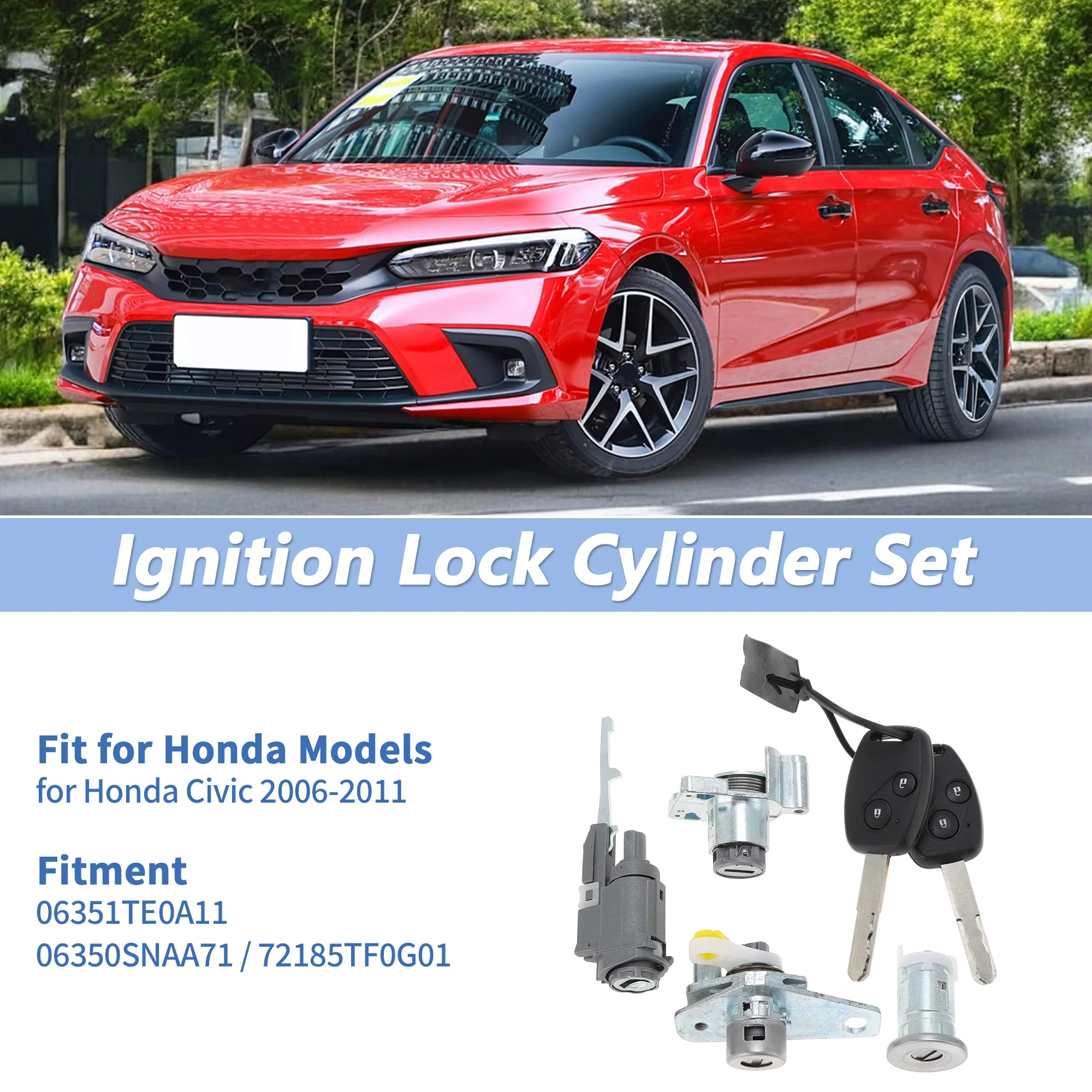 

UXCELL No.06351TE0A11 Цилиндр замка зажигания и дверной замок для Honda Civic 2006-2011 гг.