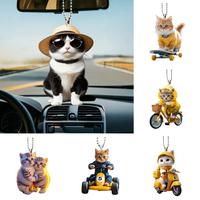 Cat Acrylic Pendant Decoration Hanging Accessory With Lanyard Easy To Hang Adorable Appearance Mirror Window Pendant 고양이 펜던트