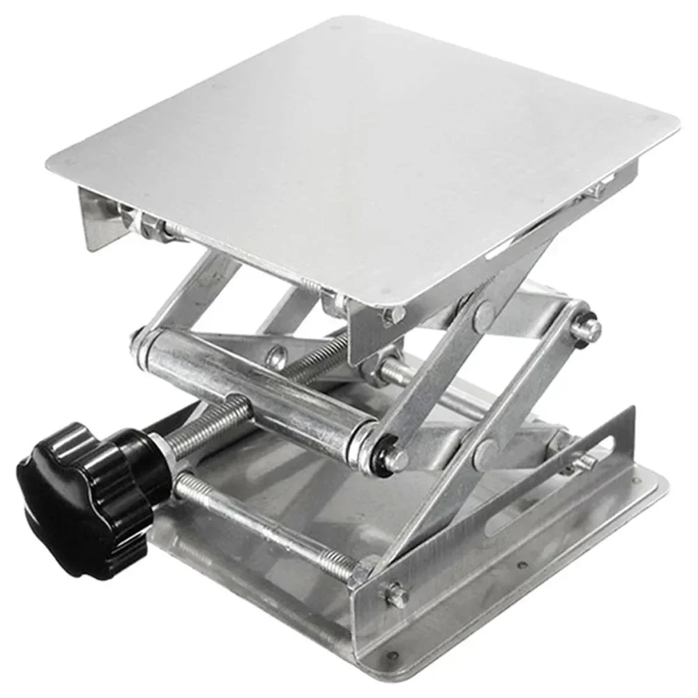 

1pc Lab Lifting Platform Support Stand Manual Lab Lift 200×200mm Stainless Steel Lifting Table Adjustable Engraving Laboratory