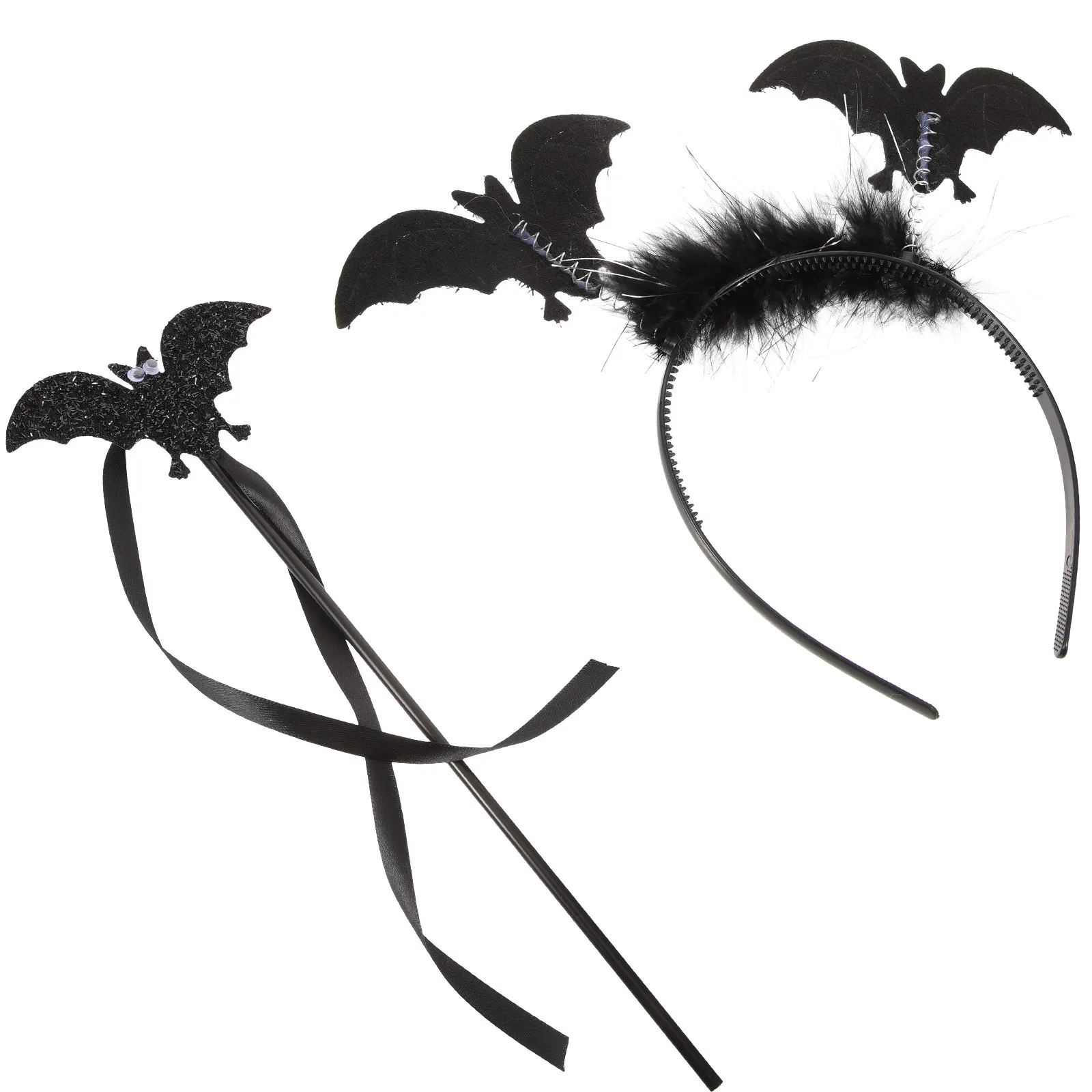 1Set Halloween Bat Headband Wand Cosplay Bat Hairband Party Gothic Hair Accessories for Women Halloween Headband