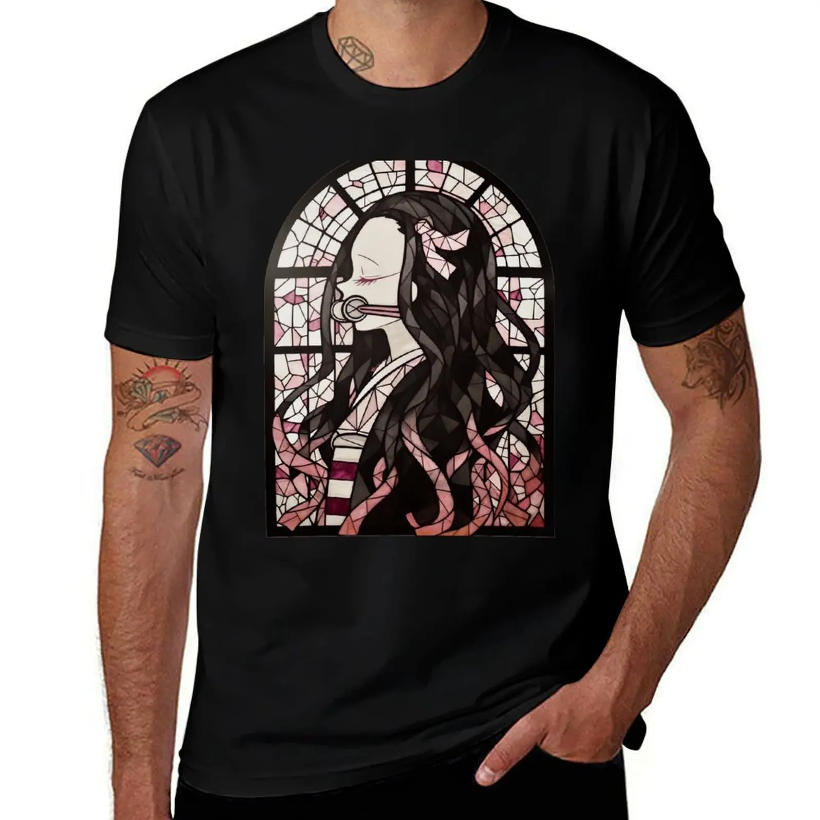 Stained Glass Blood Demon T-Shirt Classic Graphic Short Sleeve Top