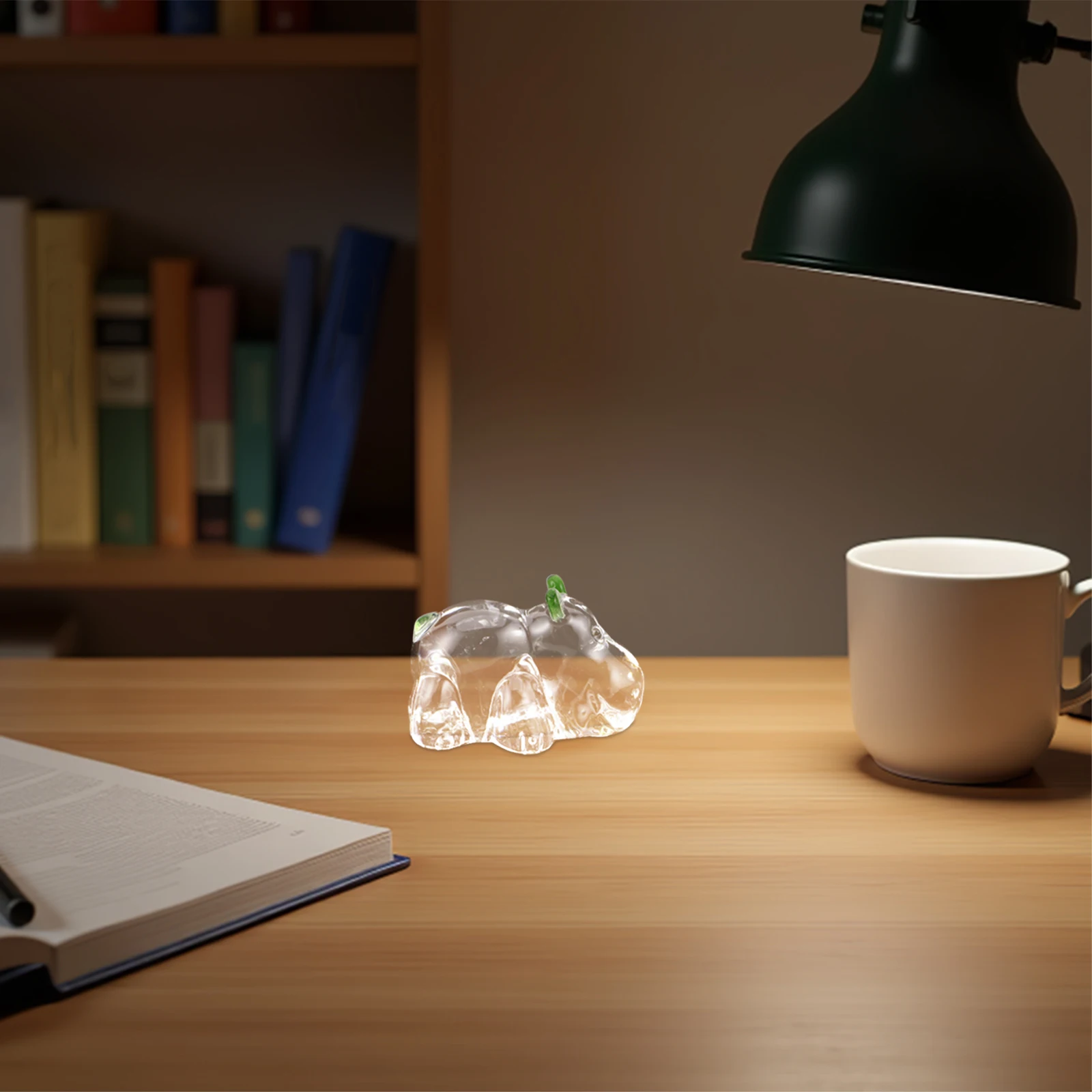 

Mini Clear Crystal Hippo Sculpture Decorative Animal Paperweight Desk Decor Living Room Office Small Hippopotamus