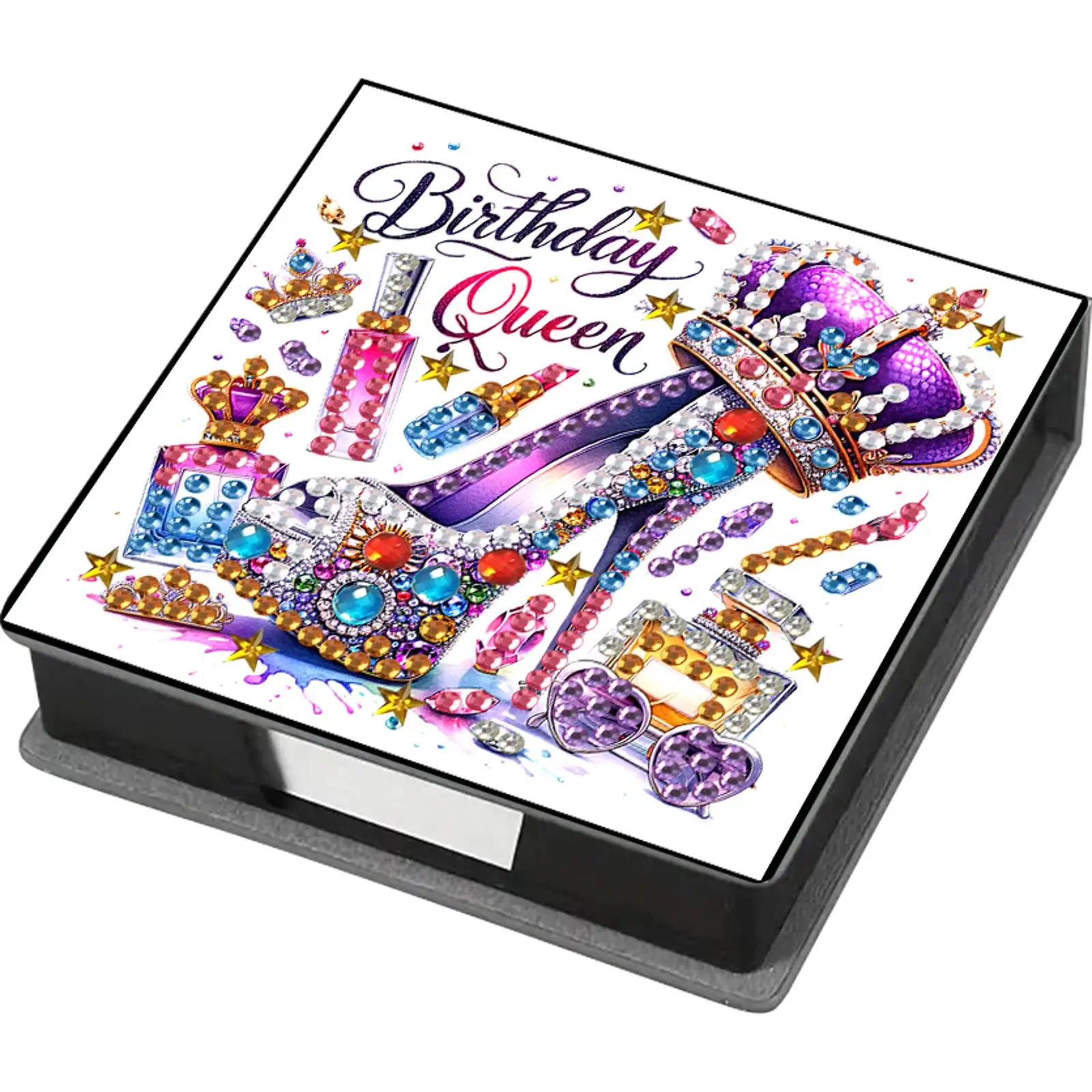 الماس اللوحة عدة ملاحظة مربع مذكرة ورقة صندوق تخزين الماس الفن الماس اللوحة مذكرة الوسادة للمكتب المنزلي #4