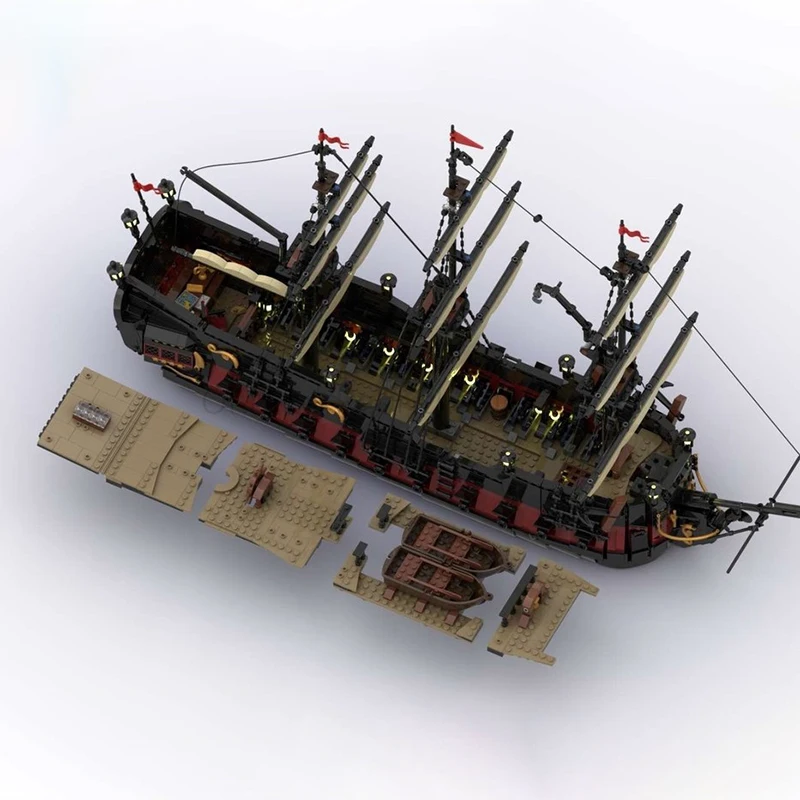 Exquisite New Product MOC Building Blocks Pirate Scene Model Red Knight Ship Technology Modular Children's Toy Gift DIY  Set