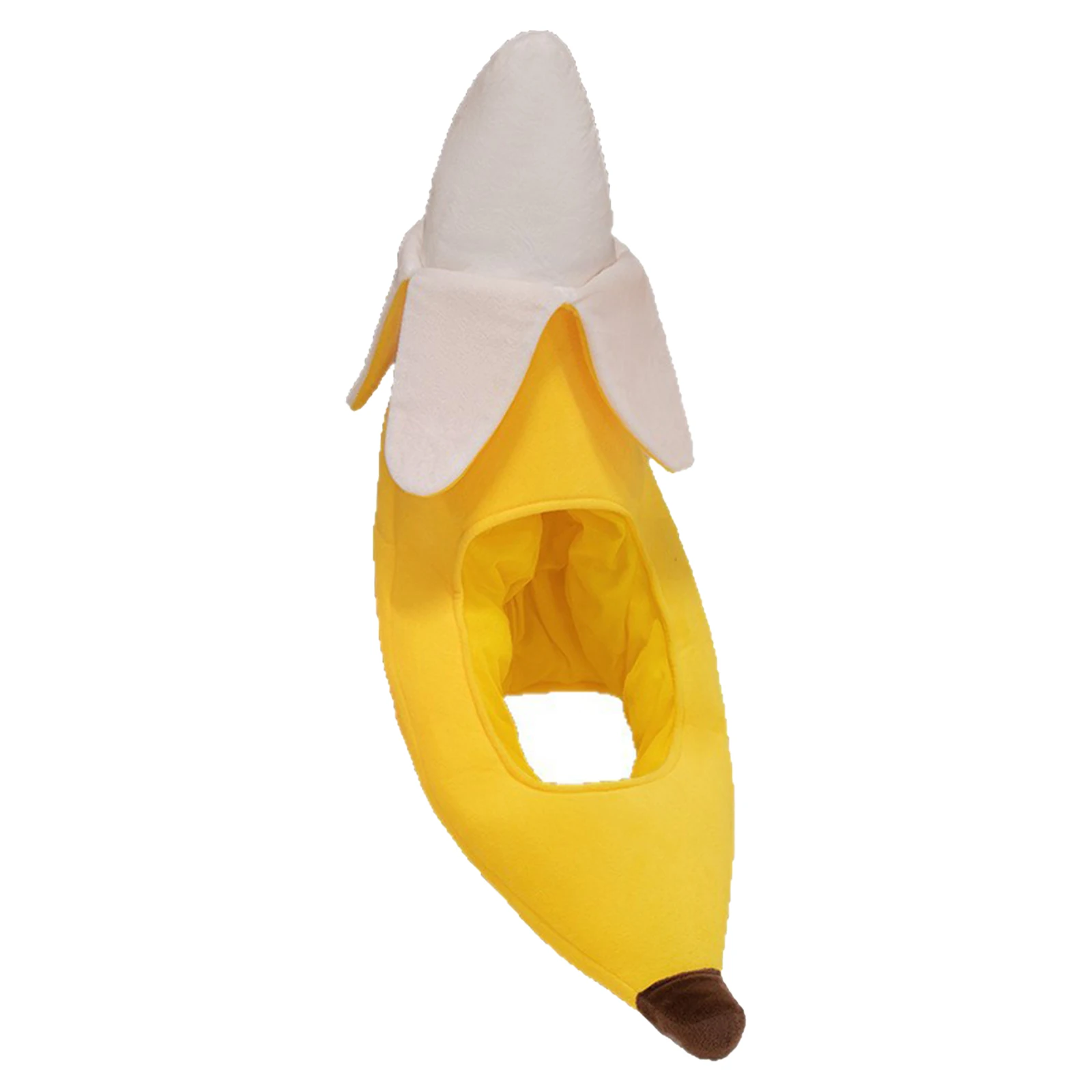 Unisex Women Men Funny Peeled Banana Hat Cute Velvet Banana Headpiece Costume Accessory Headwear Photo Shoot Props 2