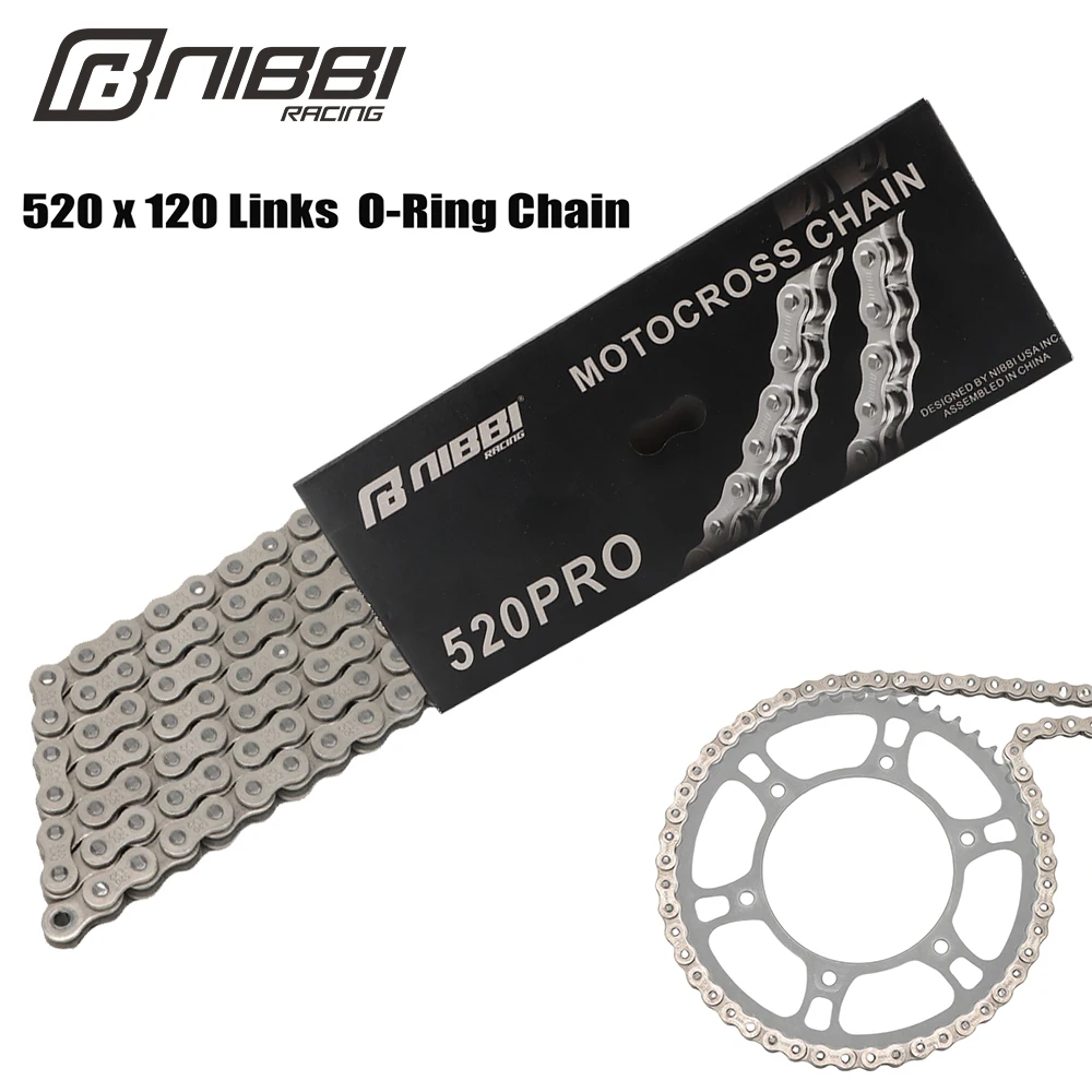 

NIBBI Motorcycle 520 PRO Chain 120 Links Drive Chain Link O-ring Oil Seal Chains For Suzuki KTM 500 EXC Motocross Pit Dirt Bike