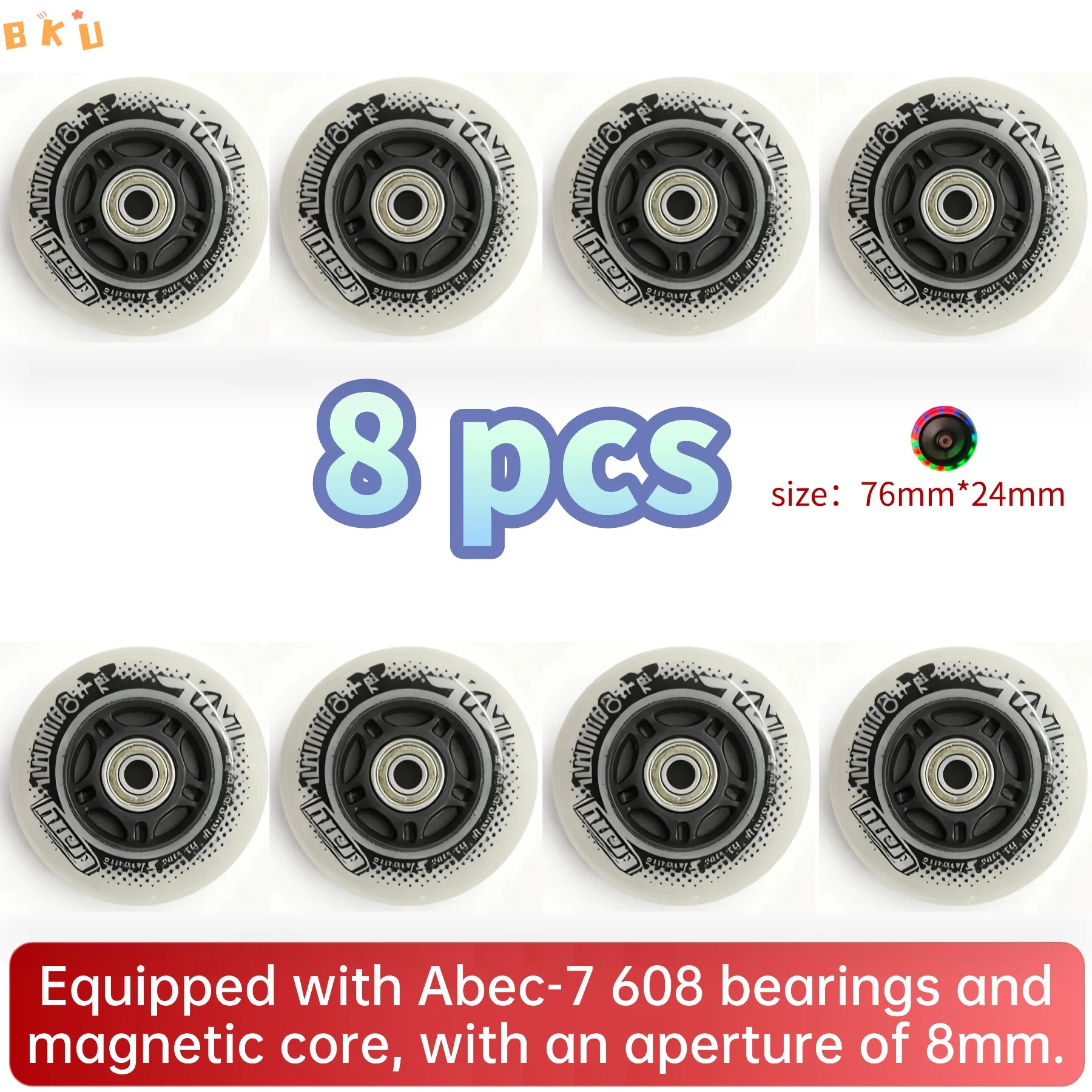 Колеса премиум-класса со светодиодной подсветкой 76 мм (3 дюйма) для роликовых коньков — подшипники ABEC-7, 2/4/8 варианта упаковки