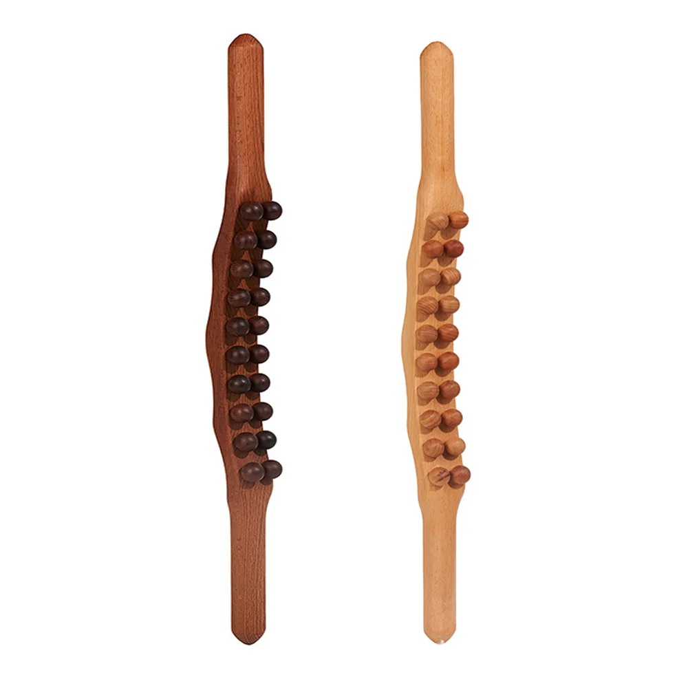 

20 Beads Gua Sha Stick Wooden Body Massage Roller Handheld Abdomen Anti Cellulite Massager Backpain Relief Wood Therapy Massager