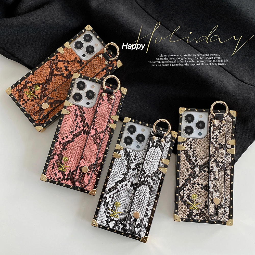 

Luxury fashion Anti-fall Snakeskin pattern spire lamella Phone Cover Case For Iphone 15 14 13 12 11 Pro Max leather Coque Fundas